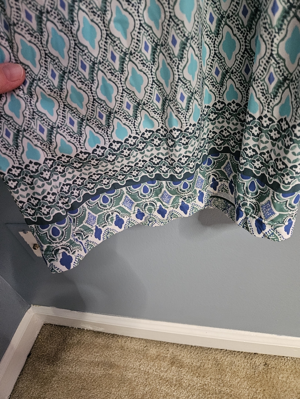 Cabana Life Geo Print Maxi Dress S Blue Aqua Tassel Smocked Waist UPF 50 Resort - Picture 4 of 8